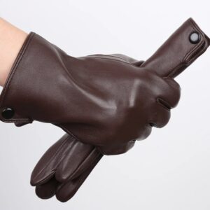 handmade real sheepskin leather winter gloves: cashmere lined touchscreen gloves, leather gloves for men