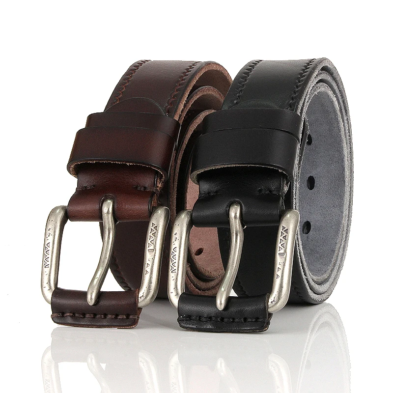 premium cowskin genuine leather belts men, belt for jeans, designer strap, vintage pin buckle belts for men