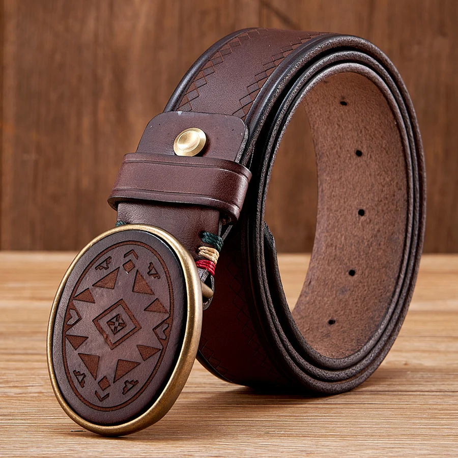 luxury cowskin genuine leather belt, engraving strap male belt for man