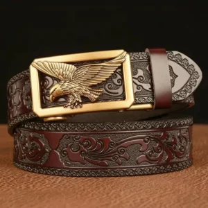 3.5cm eagle pattern automatic buckle belt for men high quality genuine leather belt strap male business waistband