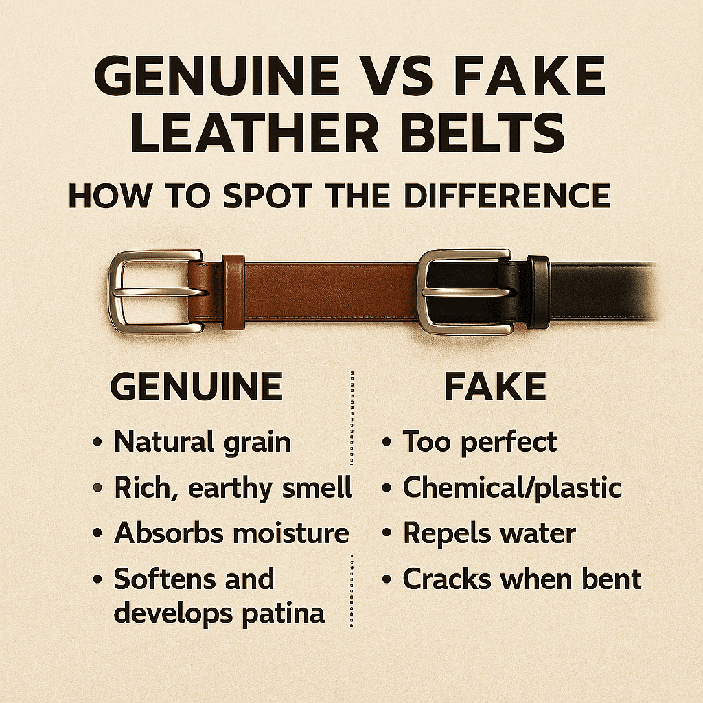 how to spot, genuine vs fake leather belts