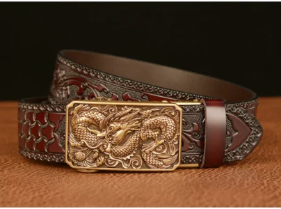luxury genuine leather belt with gold dragon buckle (25 44 inch) luxury genuine leather belt with gold dragon buckle (25 44 inch)