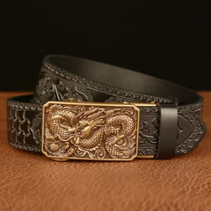 luxury genuine leather belt with gold dragon buckle (25 44 inch) luxury genuine leather belt with gold dragon buckle (25 44 inch)