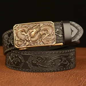 luxury genuine leather belt with gold dragon buckle (25 44 inch) luxury genuine leather belt with gold dragon buckle (25 44 inch)