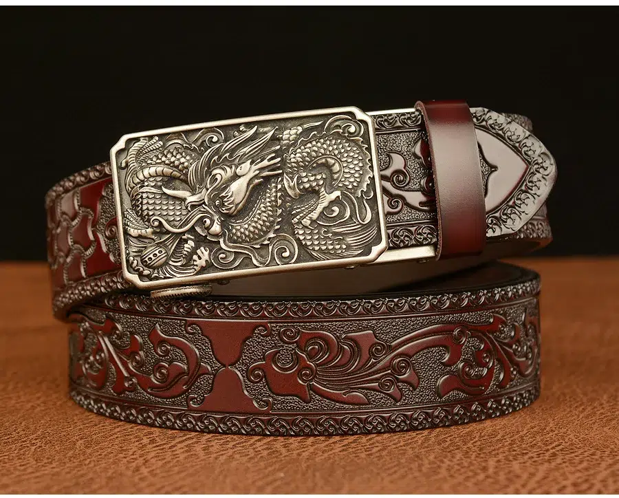 luxury genuine leather belt with gold dragon buckle (25 44 inch) luxury genuine leather belt with gold dragon buckle (25 44 inch)