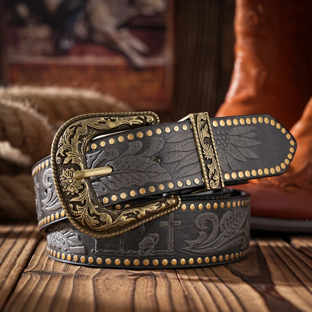 Ultimate Guide to Choosing the Right Leather Belt for Men men's western belt cowboy rodeo top grain leather heavy duty with designer buckle