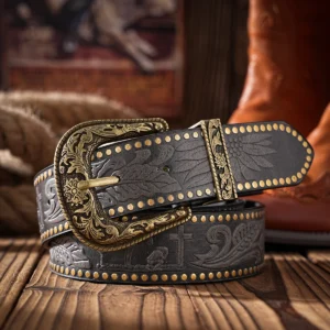 men's western belt cowboy rodeo top grain leather heavy duty with designer buckle