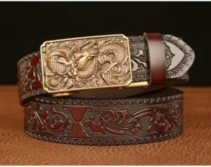 luxury genuine leather belt with gold dragon buckle (25 44 inch) luxury genuine leather belt with gold dragon buckle (25 44 inch)