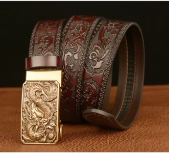 luxury genuine leather belt with gold dragon buckle (25 44 inch) luxury genuine leather belt with gold dragon buckle (25 44 inch)