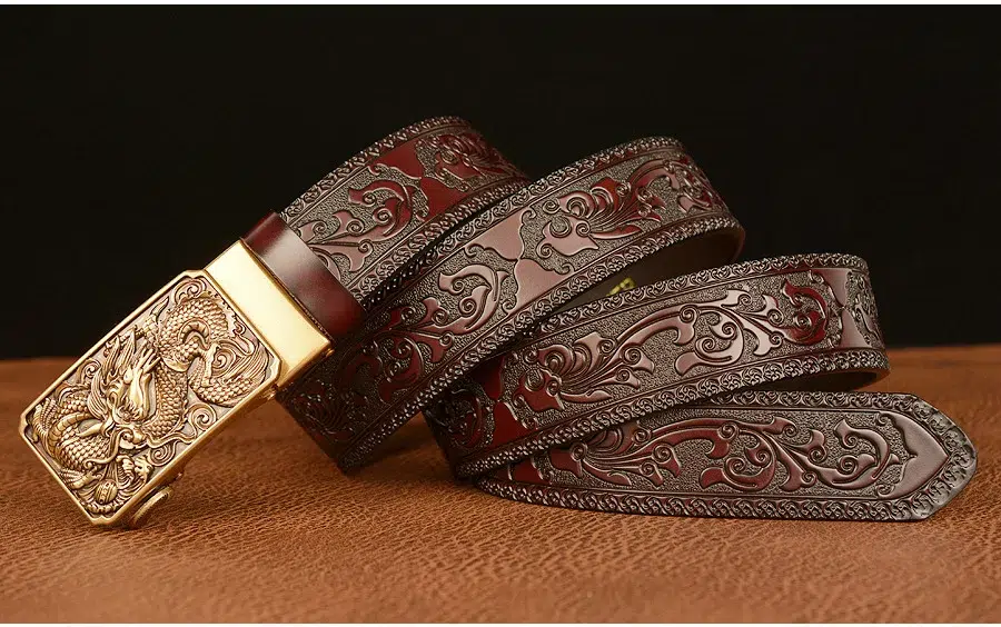 luxury genuine leather belt with gold dragon buckle (25 44 inch) luxury genuine leather belt with gold dragon buckle (25 44 inch)