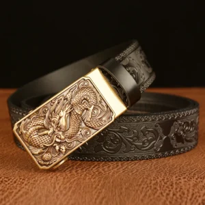 luxury genuine leather belt with gold dragon buckle (25 44 inch) luxury genuine leather belt with gold dragon buckle (25 44 inch)
