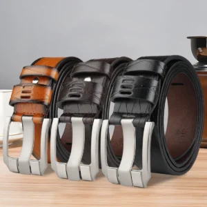 genuine cowhide leather belt – gunmetal buckle, classic all purpose style – best gift for men size 25 46 in