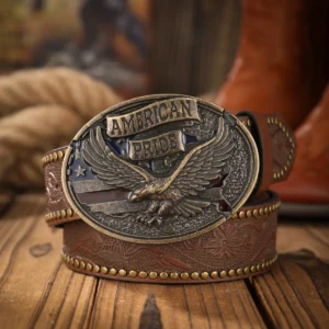 vintage style western american eagle rodeo cowboy belt for men, pu leather alloy buckle, size 30 42 inches